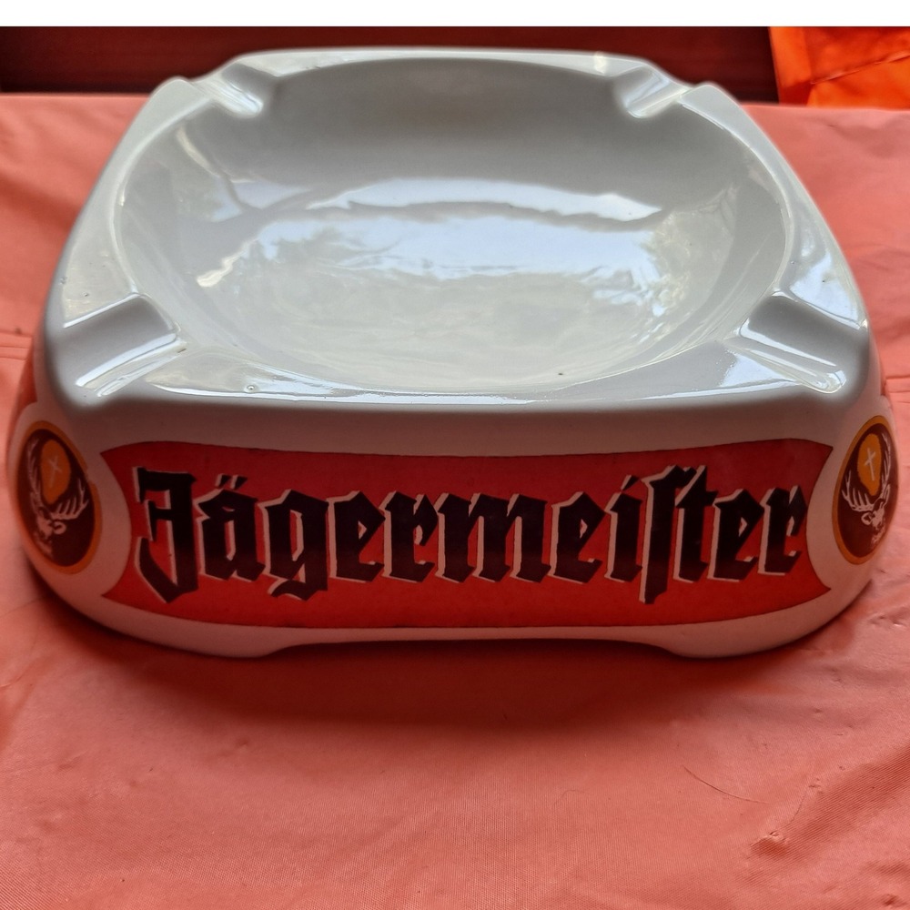 Jägermeister Ashtray Ceramic Bar‎ Decor Advertising Collectible Italy Made